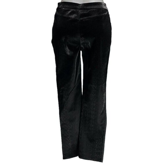 SALT Black Textured Faux Crocodile Pants Straight Leg Mid Rise Womens Size S - Picture 3 of 16